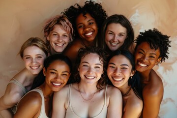 Fototapeta premium Group Of Young Smiling Women Diverse Friends