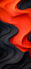 An abstract design featuring fluid wavy lines in red and black creating a dynamic flowing visual effect