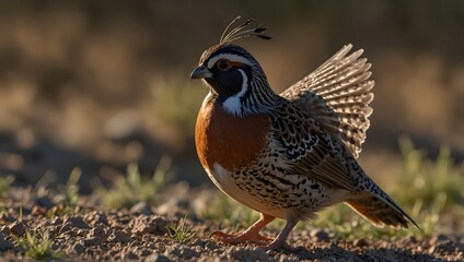 Fototapeta premium The graceful flutter of a quail taking flight from its concealed resting place ai_generated