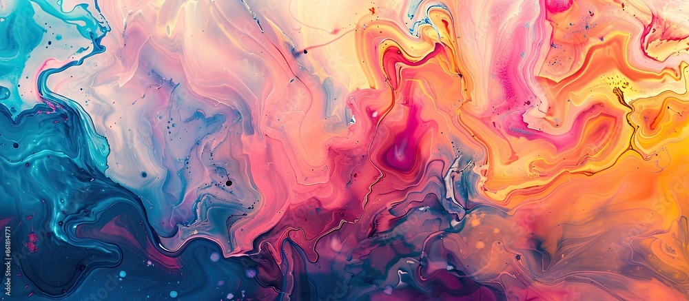 Poster An abstract background created with acrylic colors and ink swirling in water, ideal for using as a copy space image.