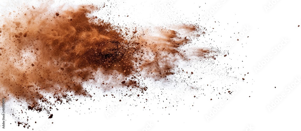Aufkleber brown abstract powder scattered over a white background with copy space image.