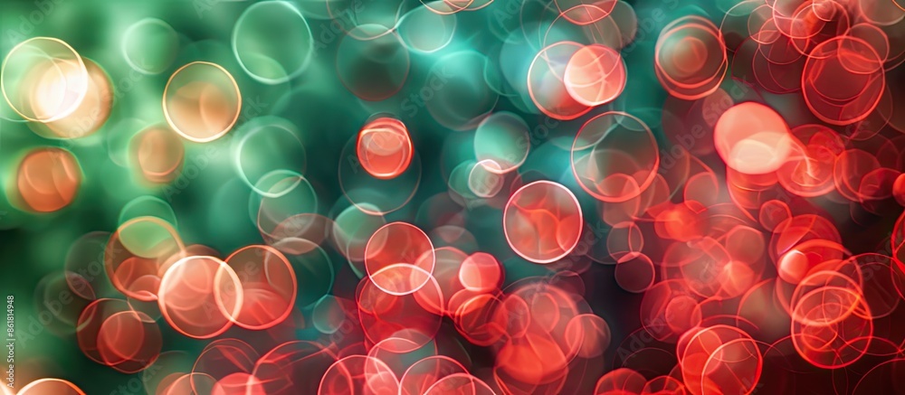 Fototapete Soft focus red and green circles create an abstract background with copy space image.