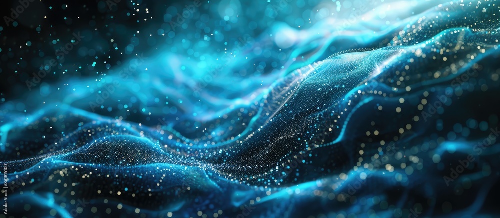 Leinwandbilder background featuring digital wave form particles with a copy space image.