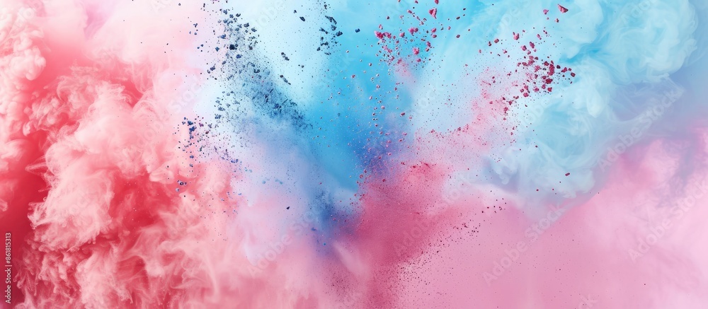 Poster Color powder exploding in freeze motion against an abstract background with copy space image.