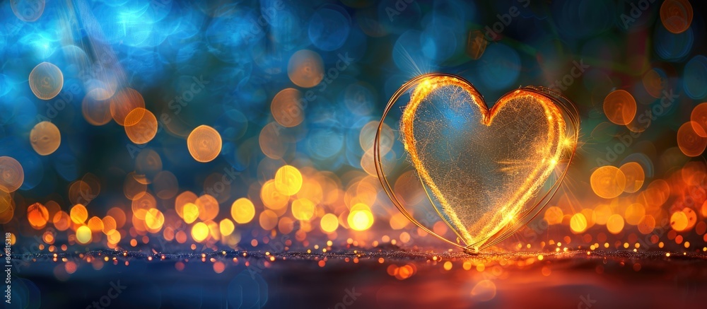 Aufkleber ideal for celebrations, a heart-shaped light blur in the background with plenty of copy space image 