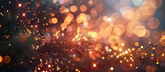 Obraz premium Abstract holiday background featuring New Year fireworks display with copy space image.