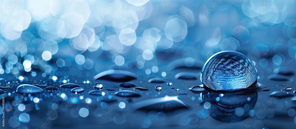 Aufkleber A blue water drop on the window with copy space image for background.