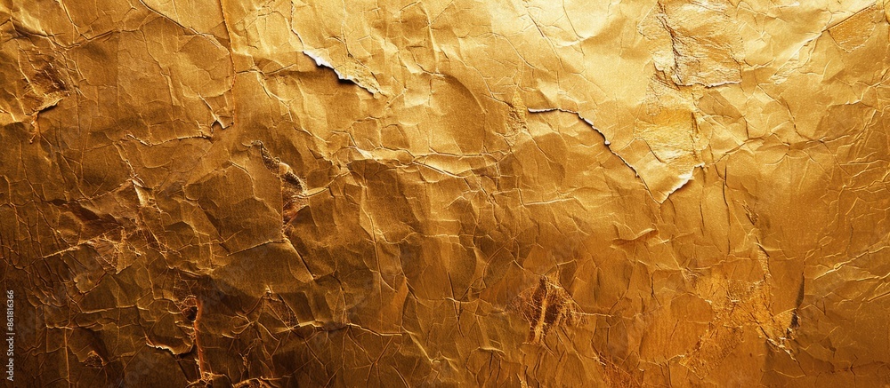 Aufkleber top view of a golden paper texture against a gold background with copy space image.
