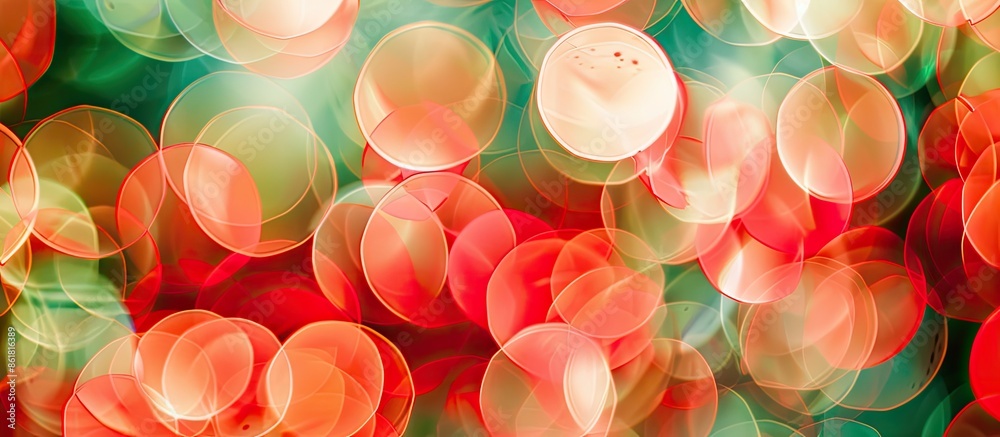 Fototapete Soft focus red and green circles create an abstract background with copy space image.