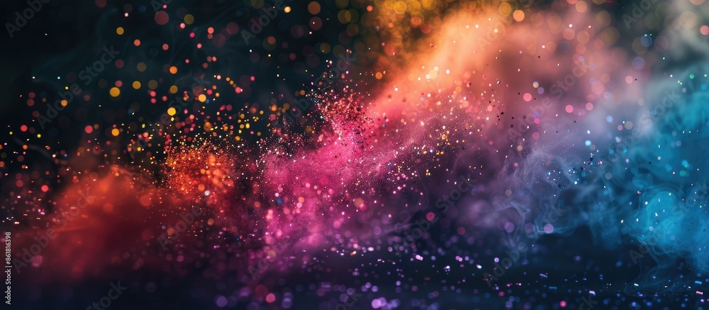 Aufkleber colorful powders splattered on a dark backdrop, capturing the vibrant explosion of multicolored glit