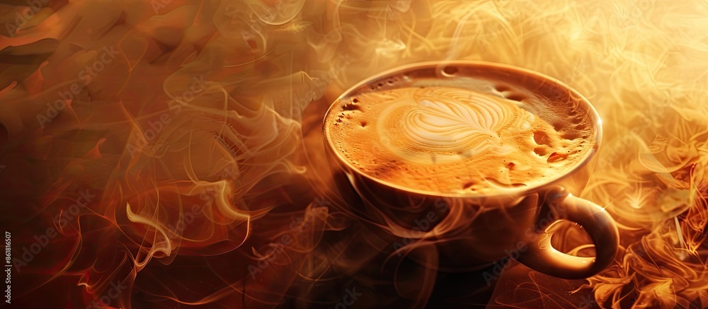 Aufkleber Enthusiastic about a hot cup of coffee. Copy space image. Place for adding text and design