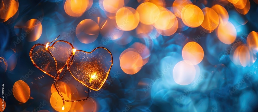 Poster ideal for celebrations, a heart-shaped light blur in the background with plenty of copy space image 