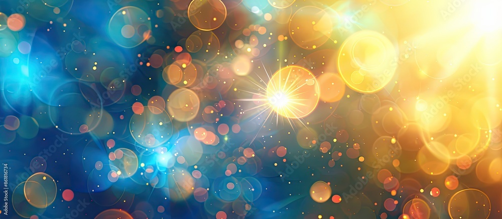 Aufkleber abstract background with blurred colorful spots, including blue and yellow hues, featuring a bright 