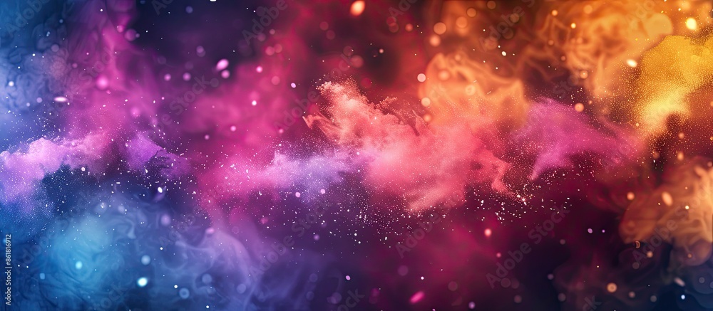 Poster Color powder exploding in freeze motion against an abstract background with copy space image.