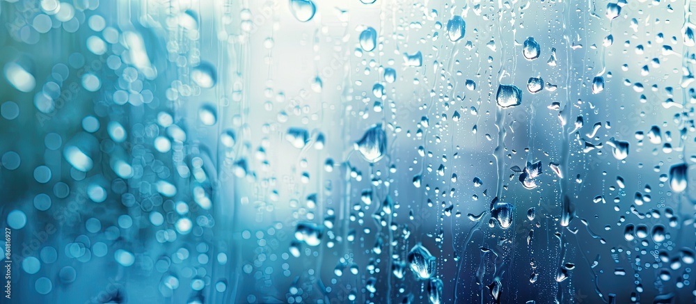 Aufkleber A blue water drop on the window with copy space image for background.