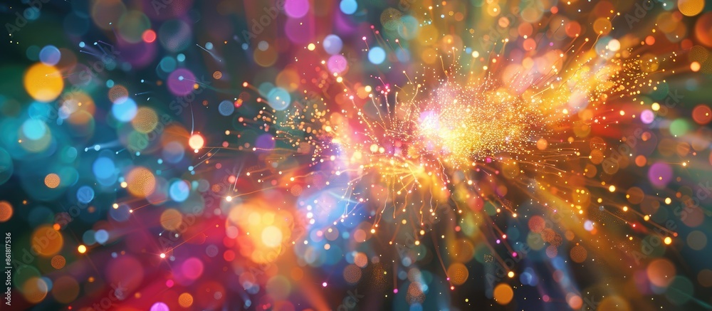 Aufkleber New Year fireworks create an abstract holiday background with copy space for added text or images.