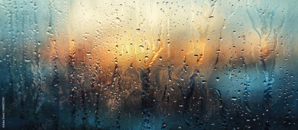 Aufkleber A unique texture of glass on a window at dawn creates an illusion of artistry, demonstrating how ordinary items transform into extraordinary visuals; ideal wallpaper or pattern with copy space image.