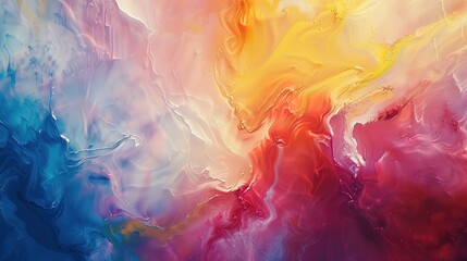 Fototapeta premium An abstract oil painting with layered, translucent colors creating a sense of depth and luminosity.