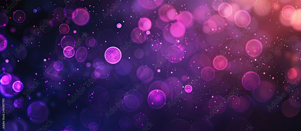 Wall mural modern abstract circular glowing bokeh on a purple background, creating a blurred backdrop with ampl