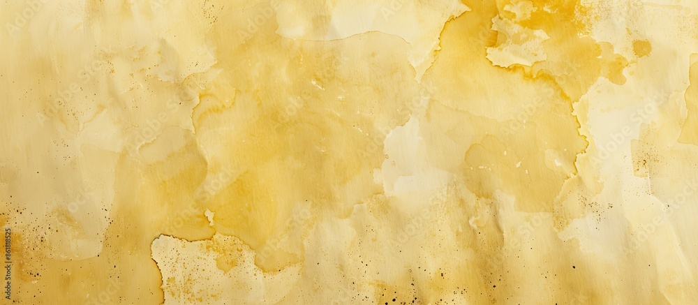 Poster light textured beige paper background with rough spots and copy space in yellow and brown.