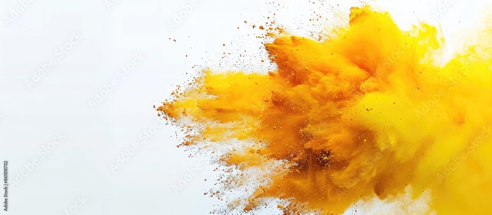 Aufkleber A freeze-frame image capturing the explosion of yellow powder creating a mesmerizing abstract backdrop with striking colors, leaving copy space image on a white background.