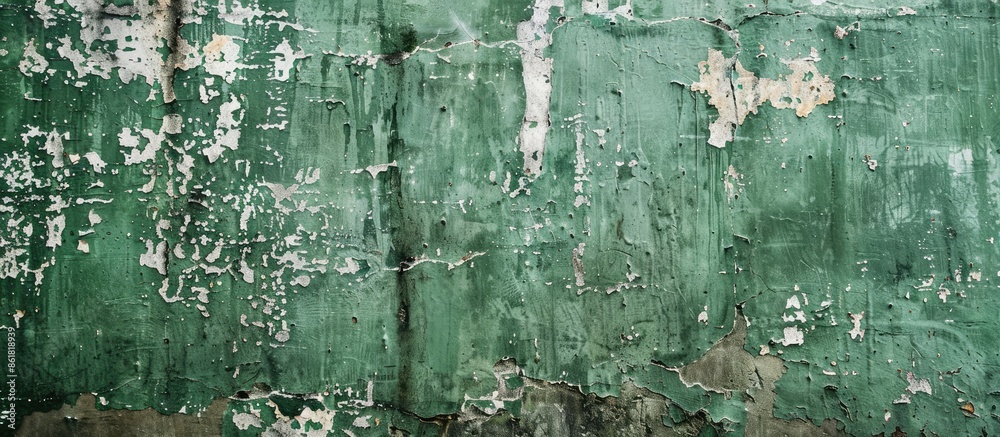 Poster Copy space image of a textured green wall with a grungy appearance.