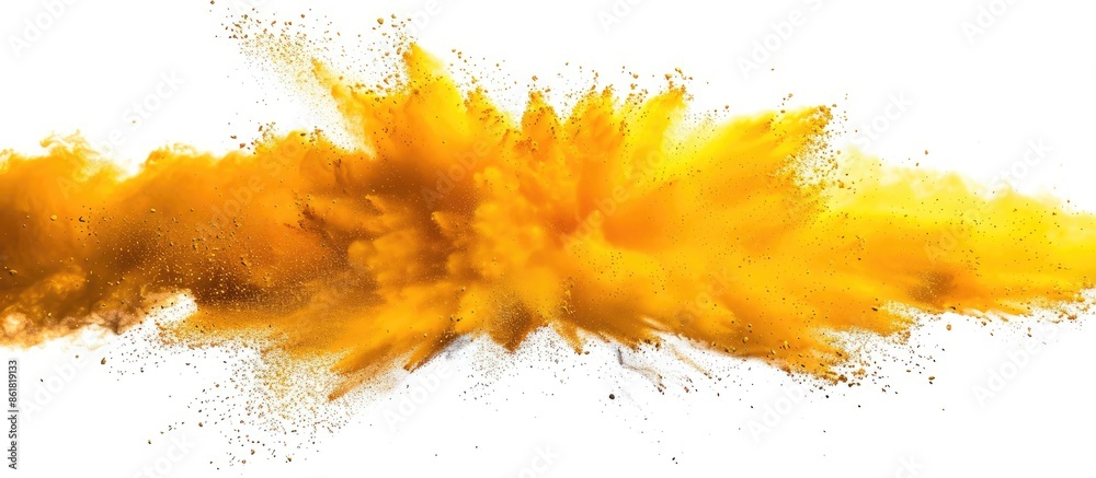 Fototapete a freeze-frame image capturing the explosion of yellow powder creating a mesmerizing abstract backdr