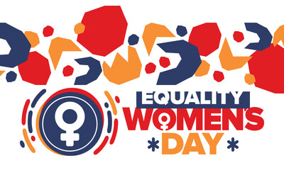 Fototapeta premium Women's Equality Day in United States. Female holiday, celebrated annually in August 26. Women right history month. Feminism concept. Poster, greeting card, banner and background. Vector illustration