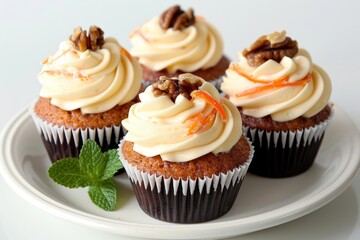 Tempting Carrot-Walnut Cupcakes with Cream Cheese Buttercream and Toasted Walnuts