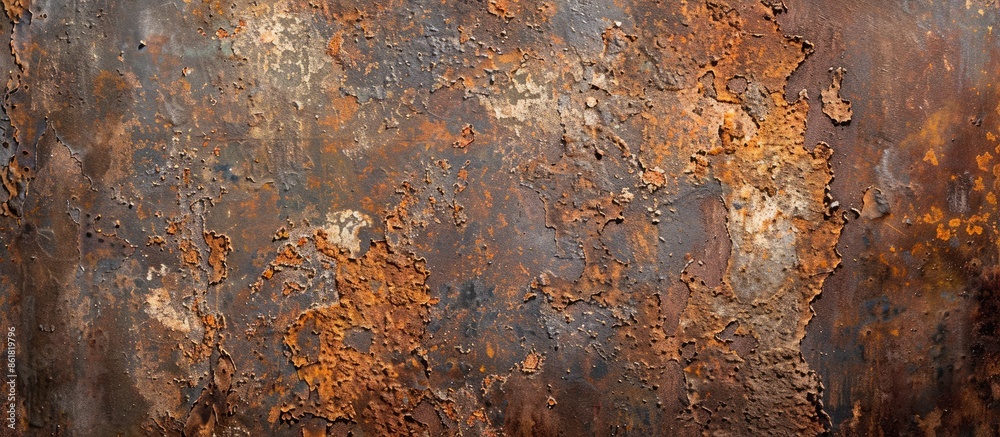 Aufkleber rusty sheet metal with chipped paint, ideal as a backdrop for design with ample copy space image.