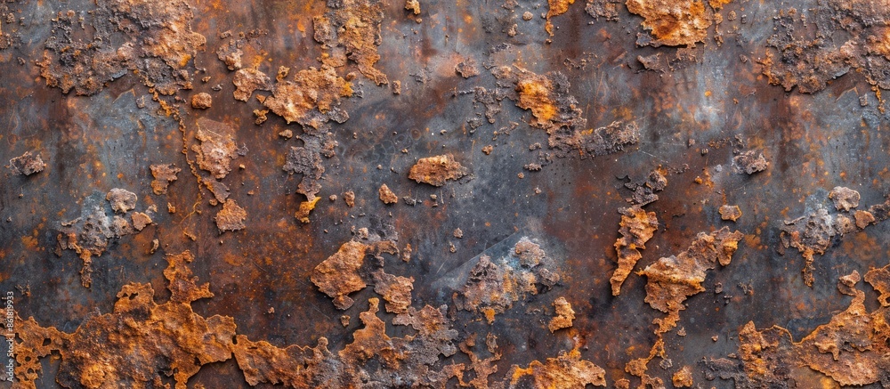 Aufkleber Rusty sheet metal with chipped paint, ideal as a backdrop for design with ample copy space image.