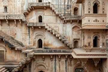 Obraz premium ancient architecture of a temple with steps