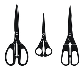 Stationery scissors, tool silhouette sketch