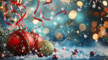 New Year background with confetti and toys