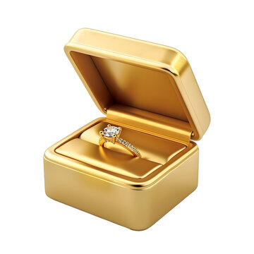 recommend clip art: 3D gold ring box white background 8K resolution