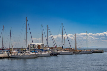 Fototapeta premium Yacht marina in sea town Nessebar, Bulgaria