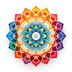 Intricate Geometric Mandala Pattern in Warm and Cool Tones