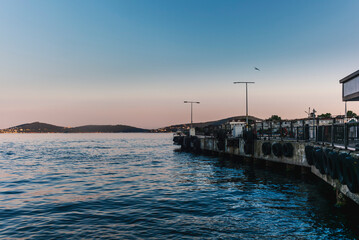 Sunset on the harbor of Kinaliada in the Princes' Islands near Istanbul