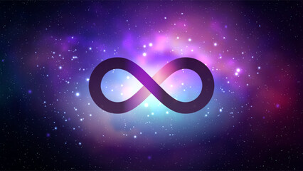 Infinity symbol on space background. Mystical vector illustration © WhataWin