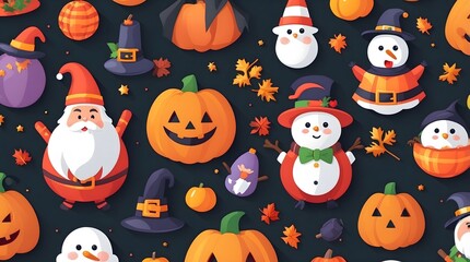 Seasonal Holiday Illustrations: Festive Collection for Christmas, Halloween, Easter, and Thanksgiving