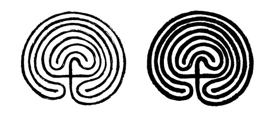 Crete traditional symbol. Cretan labyrinth line art vector