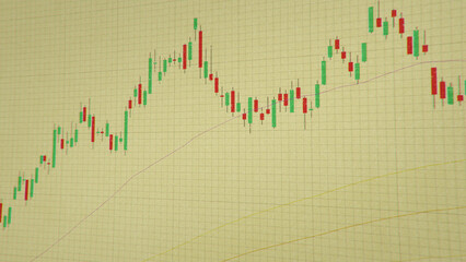 Stock market growing graph on paper