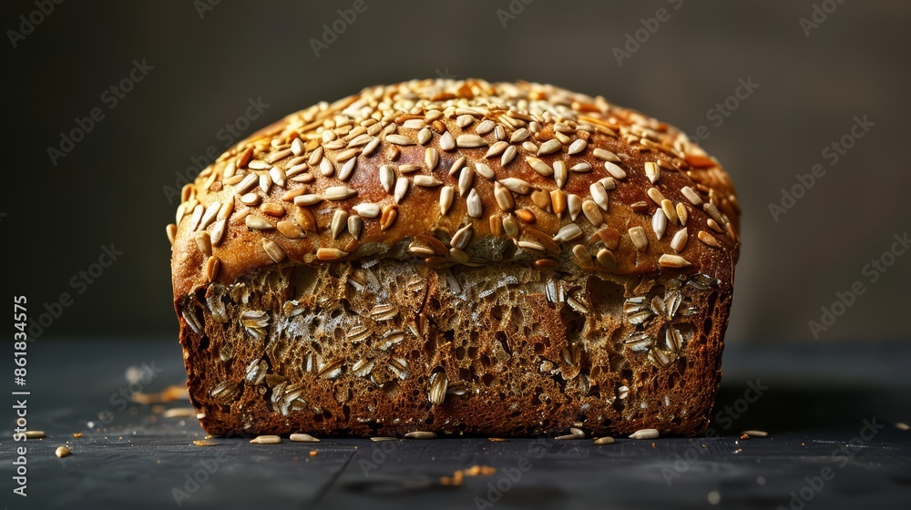Wall mural A freshly baked loaf of sunflower seed bread - Wall murals