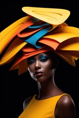 Portrait of a beautiful african american woman with bright make-up. Fashion shot.