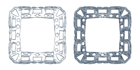 Frames in the old style.  Retro Hand-drawn illustration.