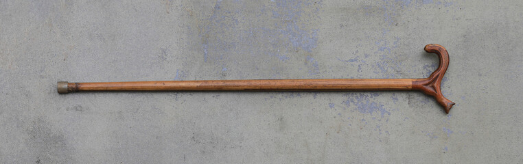 wooden cane with knob isolated