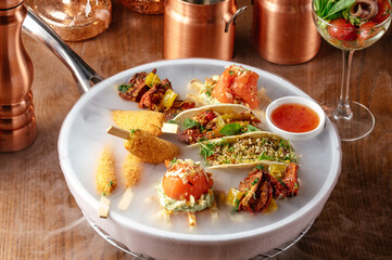 cocktail snacks. an aperitif for cocktails. cocktail bar menu