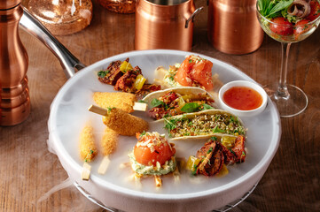 cocktail snacks. an aperitif for cocktails. cocktail bar menu