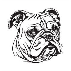 Bulldog face silhouette vector  illustration line design