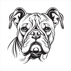 Bulldog face silhouette vector  illustration line design